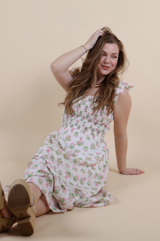 Petal Garden Smocked Midi Dress