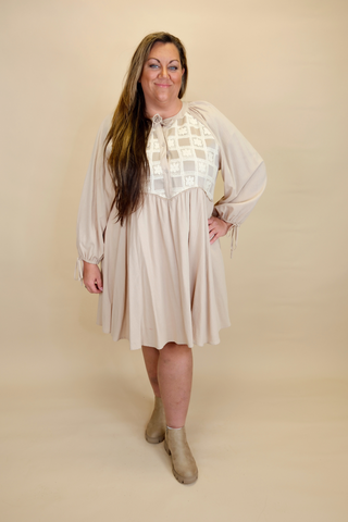 Textured Checkered Dress in Plus