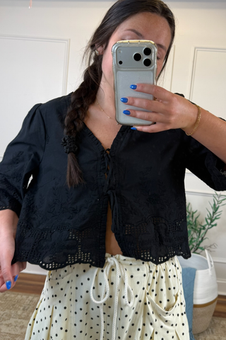 Midnight Bloom Tie Blouse