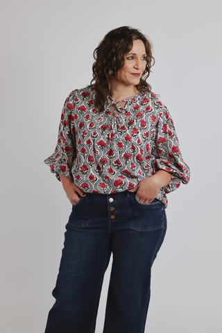Garden Grace Floral Tie Blouse