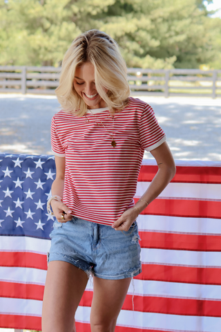 Ruby Coast Striped Ribbed Tee