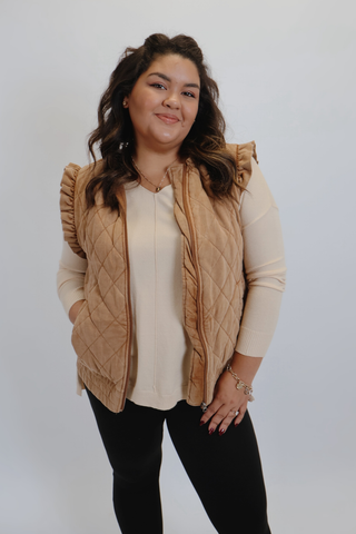 The Willow Ruffle Quilted Vest