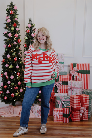 Merry & Bright Stripe Pullover