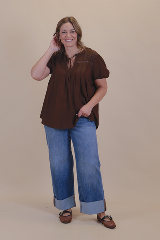 Mocha Meadow Top in Plus