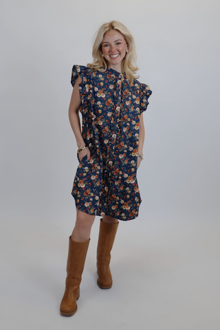 Saddle Rose Ruffle Dress