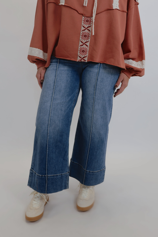 Lola Pintuck Crop Wide Leg Jeans