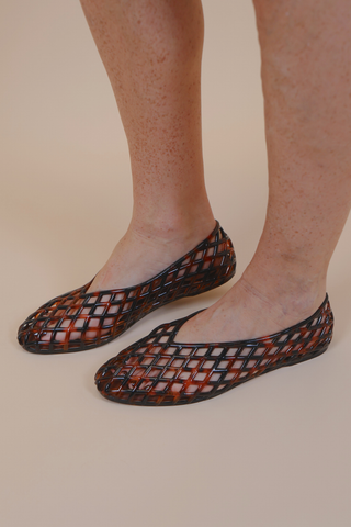 The Riviera Tortoise Woven Jelly Flats