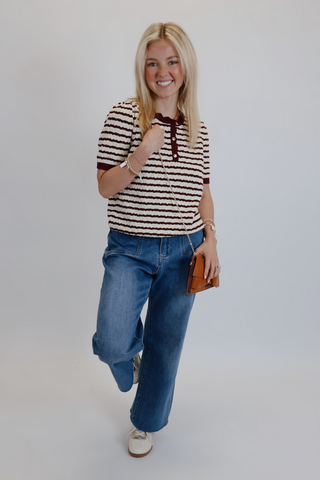 Ruby Stripe Ruffle Knit Top