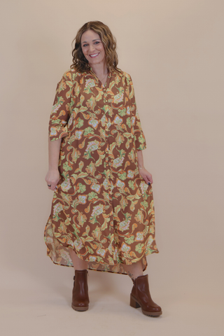 Golden Hour Paisley Shirt Dress