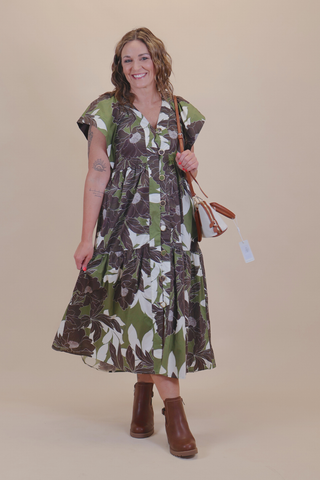 Olive Grove Midi Dress