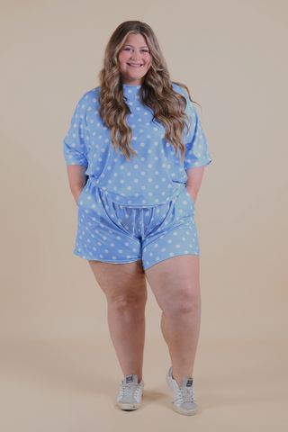 Blue Polka Dot Lounge Set in Plus