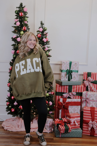 Peace Varsity Mock Neck Sweatshirt