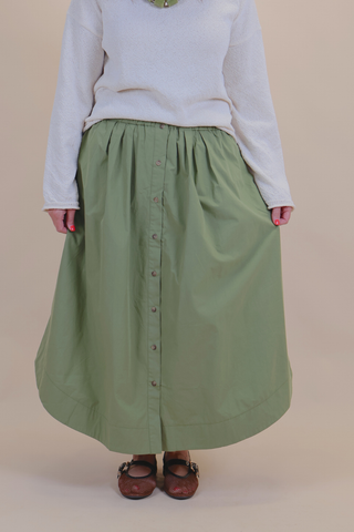 Olive Grove Button Midi Skirt