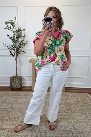 Tropical Bloom Contrast Top