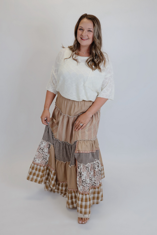 Harvest Bloom Patchwork Maxi Skirt