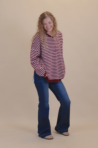 Harvest Stripe Henley Sweater