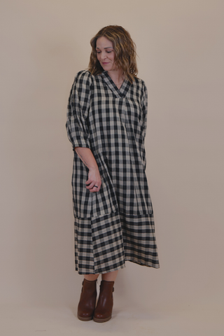 Harvest Check Relaxed Midi Dress