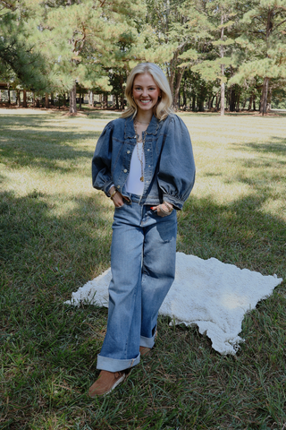 Ruffle Ridge Denim Jacket