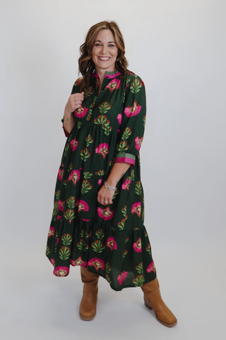 Wild Bloom Tiered Midi Dress