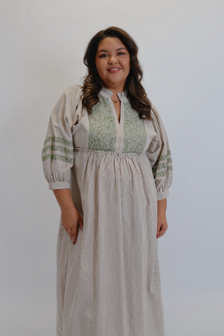 Prairie Bloom Embroidered Midi Dress