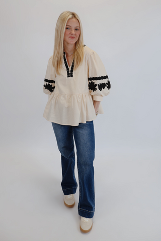 Marlowe Embroidered Peasant Top
