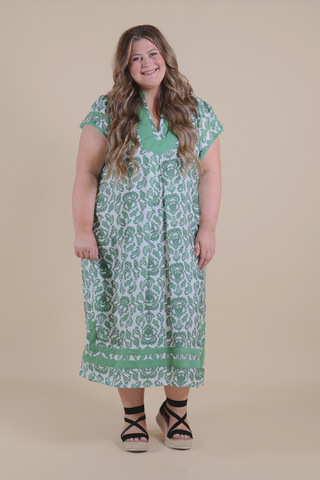 Emerald Mosaic Midi Dress in Plus