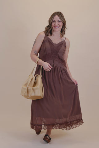 Midnight Romance Lace Trim Slip Dress