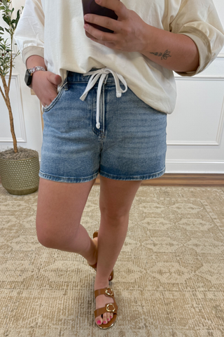 Indie Elastic Waist Tie Shorts