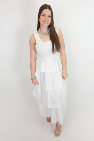 Ruffled Radiance Dress - Off White