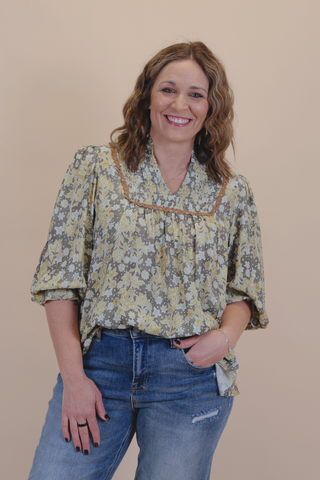 Golden Garden Smocked Top