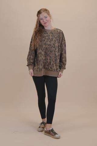 Espresso Leopard Pullover in Plus