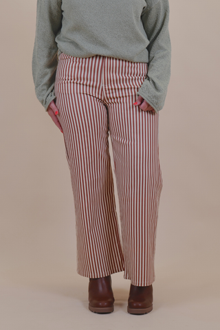 Mocha Coast Stripe Wide Leg Pants