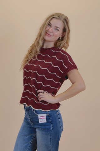 Ripple Wave Scallop Sweater Top