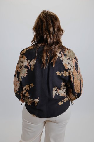 Midnight Garden Puff Sleeve Top