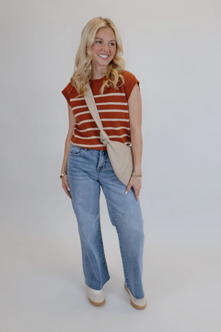 Classic Stripe Short Sleeve Sweater