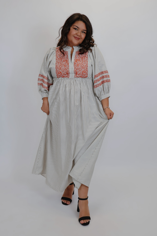 Olive Blossom Midi Dress