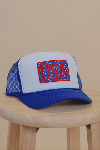 USA Polka Dot Patch Trucker Hat