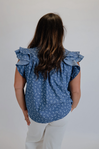 Flutter Sleeve Floral Blouse