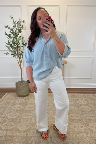 Harbor Stripe Chambray Button-Up