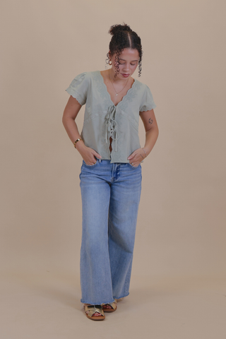 Meadow Lace Tie Front Top