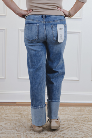 Tatum Mid Rise Wide Cuff Crop Jeans