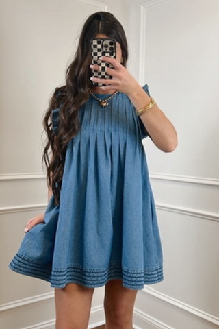 Blue Skies Ruffle Mini Dress