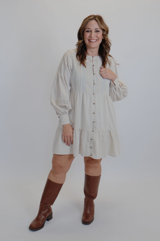 Boho Lace Pintuck Mini Dress