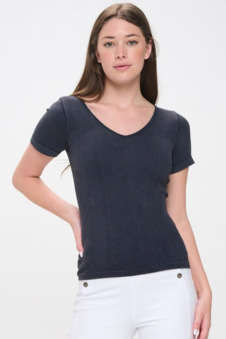 Reversible Short Sleeved Stonewashed Ribbed Tank - Multiple Colors Available