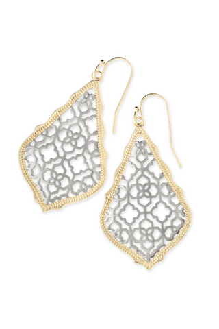 Addie Gold Drop Earrings in Silver Filigree Mix