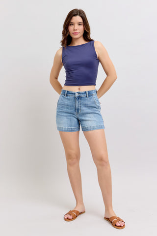 The Sutton Medium Rise Denim Shorts