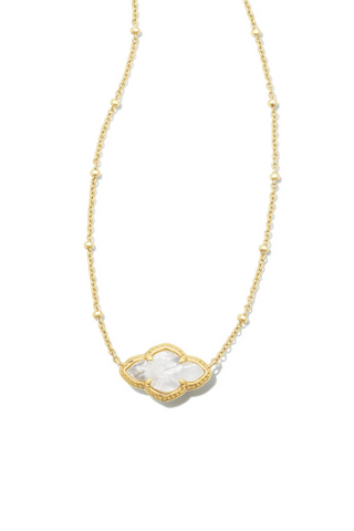 Abbie Gold Pendant Necklace in Ivory Mother-of-Pearl