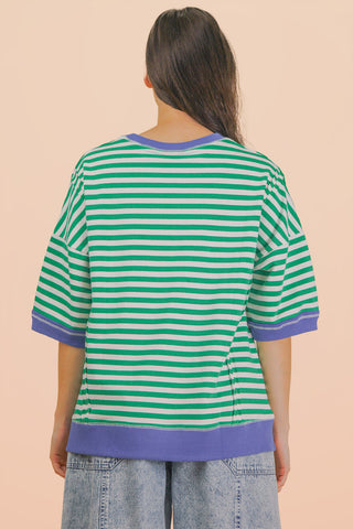 Playful Stripe Knit Top in Plus