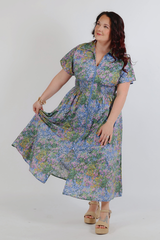 Meadow Path Floral Midi Dress – Plus