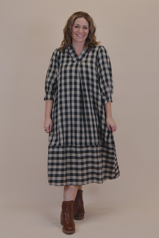 Harvest Check Relaxed Midi Dress